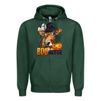 Sports Green Boo Heifer Cow with Halloween Zipper Hoodie - texasbilliewilder