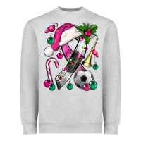 Heather Grey Pink Christmas Breast Cancer Ribbon Soccer Heavyweight Sweatshirt - BundleAndBundleShop