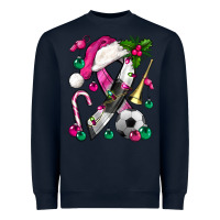 Navy Pink Christmas Breast Cancer Ribbon Soccer Heavyweight Sweatshirt - BundleAndBundleShop