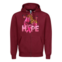 Burgundy hope cancer nails Zipper Hoodie - NancyCooperArtShop