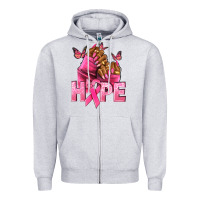Heather Grey hope cancer nails Zipper Hoodie - NancyCooperArtShop