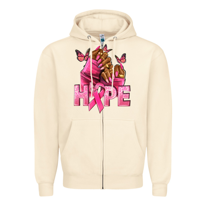 Hope Cancer Nails Zipper Hoodie by NancyCooperArtShop | Teevron