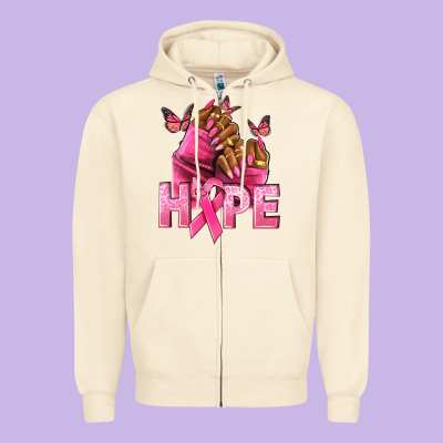 Hope Cancer Nails Zipper Hoodie Designed By Nancycooperartshop