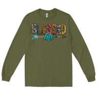 Army Green Blessed Life Long Sleeve Tee - BundleAndBundleShop