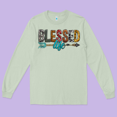 Blessed Life Long Sleeve Tee Designed By Bundleandbundleshop