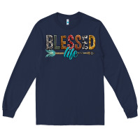 Navy Blessed Life Long Sleeve Tee - BundleAndBundleShop