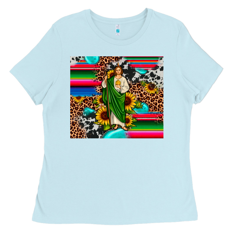 San Judas Leopard Cowhide Gemstone Ladies Tee by JahusDesignShop | Teevron