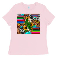 Bubblegum Pink san judas leopard cowhide gemstone Ladies Tee - JahusDesignShop