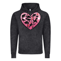 Vintage Black dinosaur valentine heart Vintage Hoodie - MaliasSmallBusiness