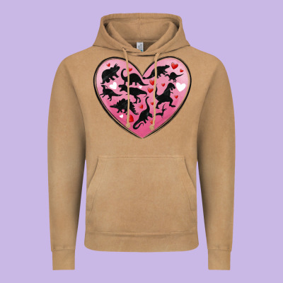 Dinosaur Valentine Heart Vintage Hoodie Designed By Maliassmallbusiness