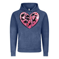 Vintage Denim dinosaur valentine heart Vintage Hoodie - MaliasSmallBusiness