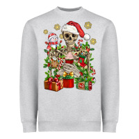 Heather Grey Skeleton Christmas Element Snowman Awda Heavyweight Sweatshirt - BundleAndBundleShop