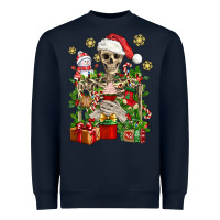 Navy Skeleton Christmas Element Snowman Awda Heavyweight Sweatshirt - BundleAndBundleShop