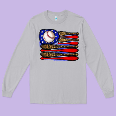 Leopard Baseball Flag3 Long Sleeve Tee Designed By Jahusdesignshop