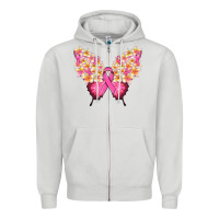 Dove Grey Pink ribbon Breast Cancer butterfly Zipper Hoodie - NancyCooperArtShop
