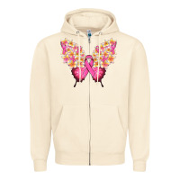 Sandshell Pink ribbon Breast Cancer butterfly Zipper Hoodie - NancyCooperArtShop