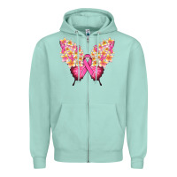Seafoam Pink ribbon Breast Cancer butterfly Zipper Hoodie - NancyCooperArtShop