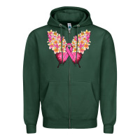 Sports Green Pink ribbon Breast Cancer butterfly Zipper Hoodie - NancyCooperArtShop