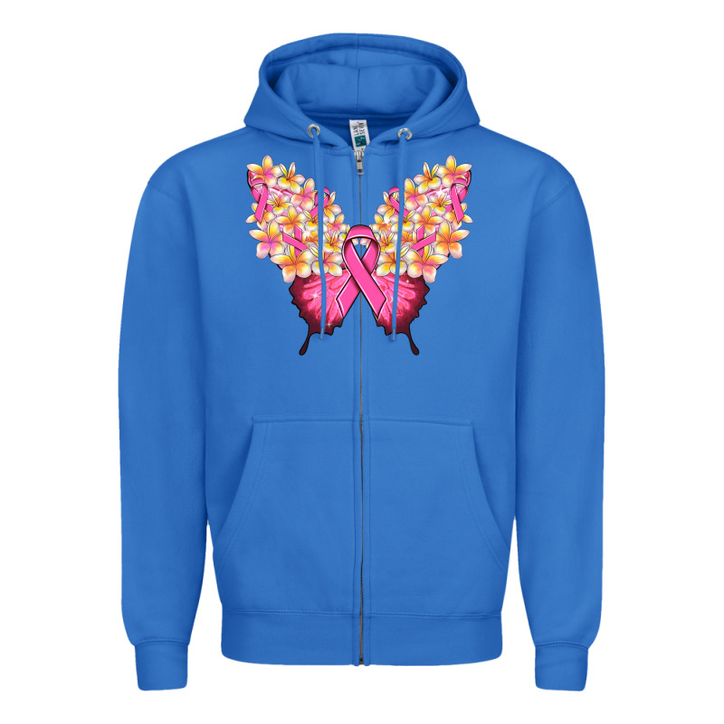 Pink Ribbon Breast Cancer Butterfly Zipper Hoodie by NancyCooperArtShop | Teevron