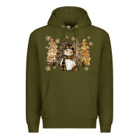 Army Green snowman with christmas trees 11inches Premium Hoodie - CowGirlArtShop