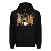 Black snowman with christmas trees 11inches Premium Hoodie - CowGirlArtShop