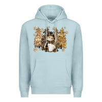 Blue Mist snowman with christmas trees 11inches Premium Hoodie - CowGirlArtShop