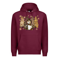 Burgundy snowman with christmas trees 11inches Premium Hoodie - CowGirlArtShop