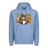 Colony Blue snowman with christmas trees 11inches Premium Hoodie - CowGirlArtShop