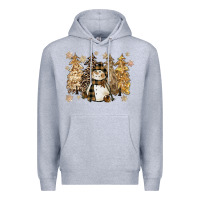 Heather Grey snowman with christmas trees 11inches Premium Hoodie - CowGirlArtShop
