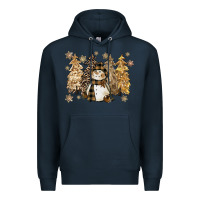 Navy snowman with christmas trees 11inches Premium Hoodie - CowGirlArtShop