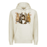 Oatmeal Heather snowman with christmas trees 11inches Premium Hoodie - CowGirlArtShop