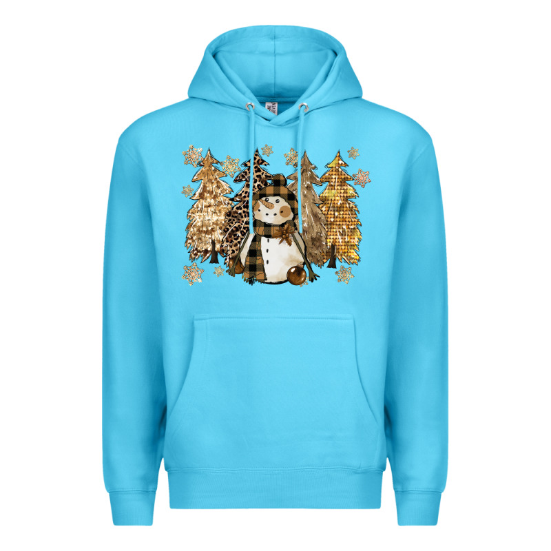 Snowman With Christmas Trees 11inches Premium Hoodie by CowGirlArtShop | Teevron