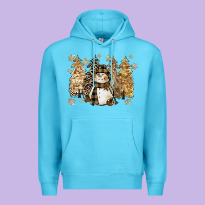 Snowman With Christmas Trees 11inches Premium Hoodie Designed By Cowgirlartshop