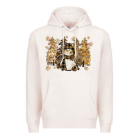 Pale Pink snowman with christmas trees 11inches Premium Hoodie - CowGirlArtShop