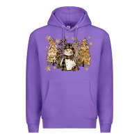 Purple snowman with christmas trees 11inches Premium Hoodie - CowGirlArtShop