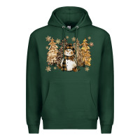 Sports Green snowman with christmas trees 11inches Premium Hoodie - CowGirlArtShop