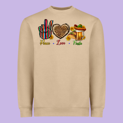Peace Love Fiesta Heavyweight Sweatshirt Designed By Bundleandbundleshop