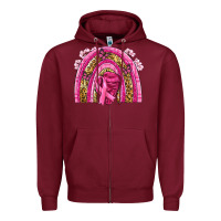 Burgundy breast cancer rainbow Zipper Hoodie - NancyCooperArtShop