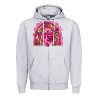 Heather Grey breast cancer rainbow Zipper Hoodie - NancyCooperArtShop