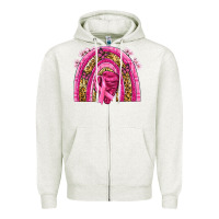 Oatmeal Heather breast cancer rainbow Zipper Hoodie - NancyCooperArtShop