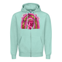Seafoam breast cancer rainbow Zipper Hoodie - NancyCooperArtShop