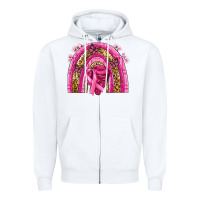 White breast cancer rainbow Zipper Hoodie - NancyCooperArtShop