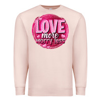 Pale Pink Love more worry less Valentine's Day Premium Sweatshirt - HowdyJamesFarm