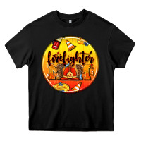 Black firefighter coasters Heavy Core Tee - AdoDesignShop