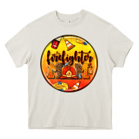 Cream firefighter coasters Heavy Core Tee - AdoDesignShop