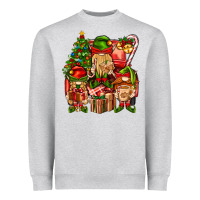 Heather Grey Christmas Elf Truck Heavyweight Sweatshirt - BundleAndBundleShop
