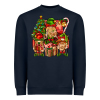 Navy Christmas Elf Truck Heavyweight Sweatshirt - BundleAndBundleShop