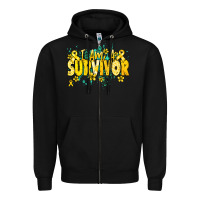 Black I am a survivor yellow ribbon Zipper Hoodie - NancyCooperArtShop