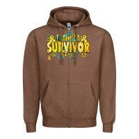 Chestnut I am a survivor yellow ribbon Zipper Hoodie - NancyCooperArtShop