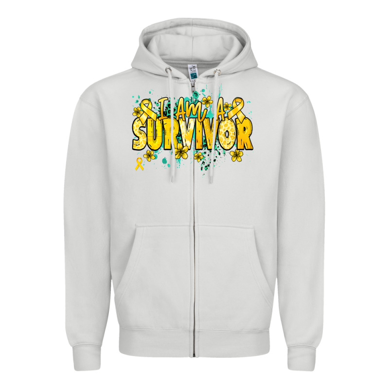 I Am A Survivor Yellow Ribbon Zipper Hoodie by NancyCooperArtShop | Teevron